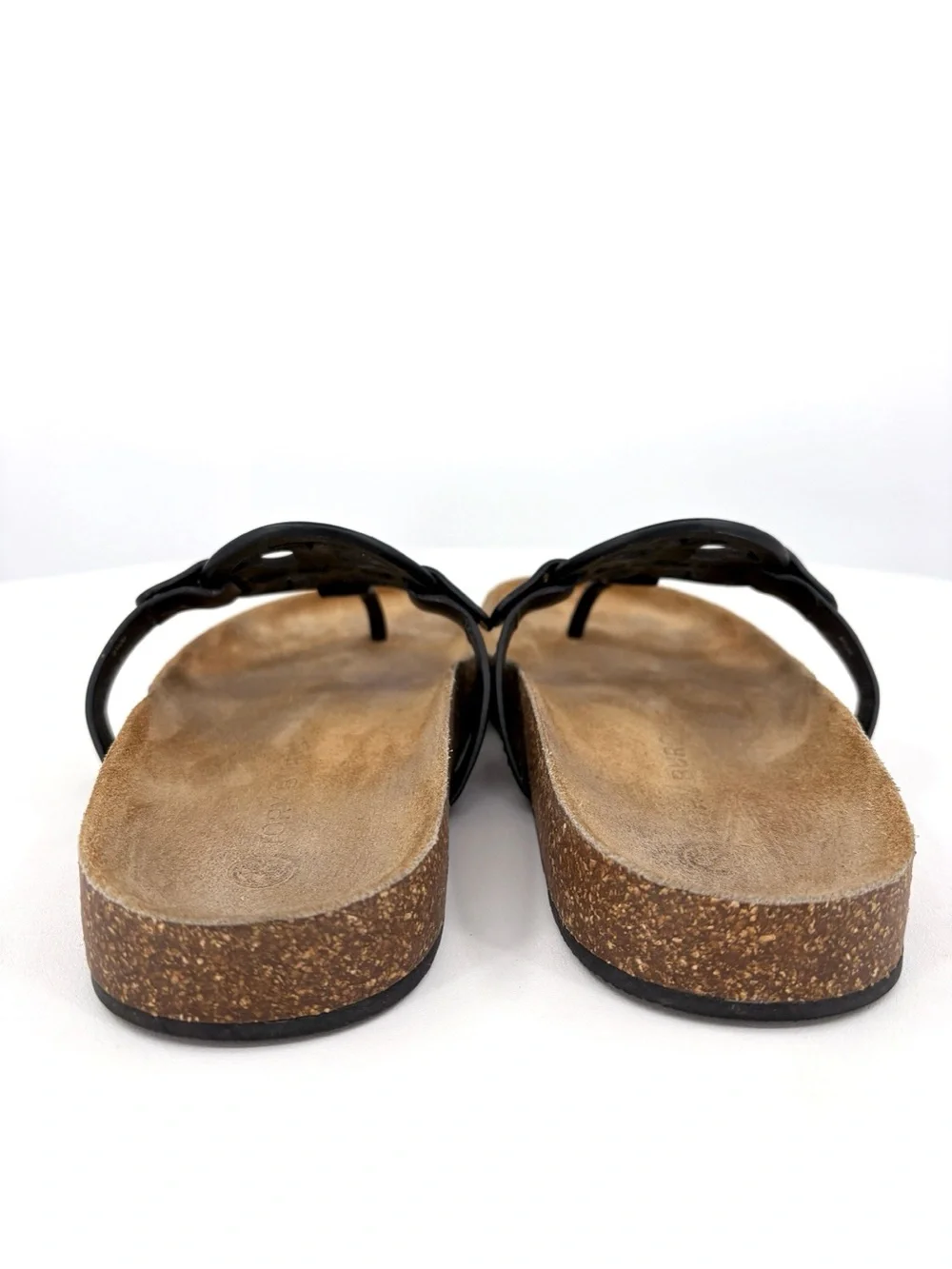 TORY BURCH Miller Cloud Patent Leather Cork Sandals Black 6.5